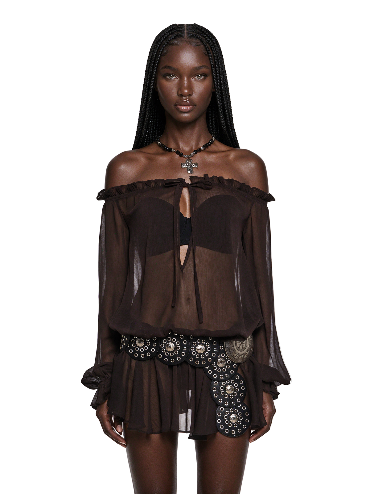 Romantic Winds Sheer Mini Dress - Brown