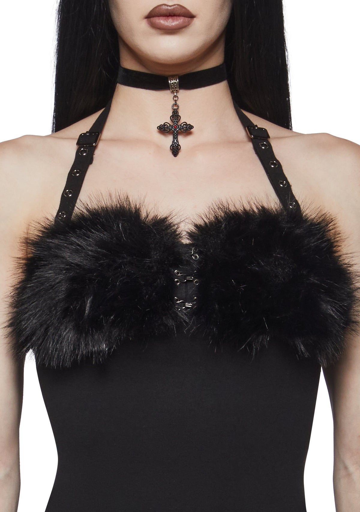 Baltic Faux Fur Halter Top