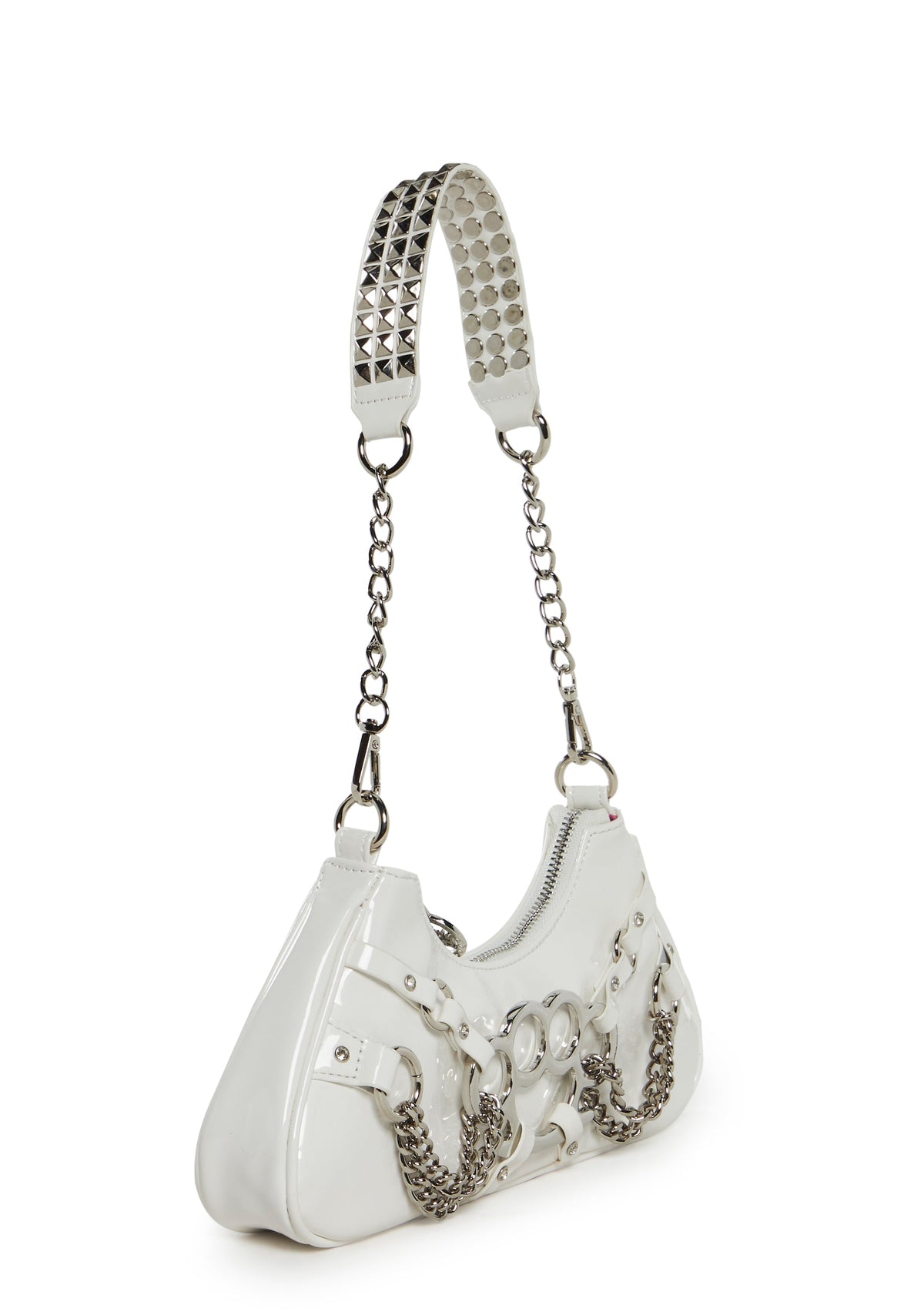 Ciska Brass Knuckle Shoulder Bag - White