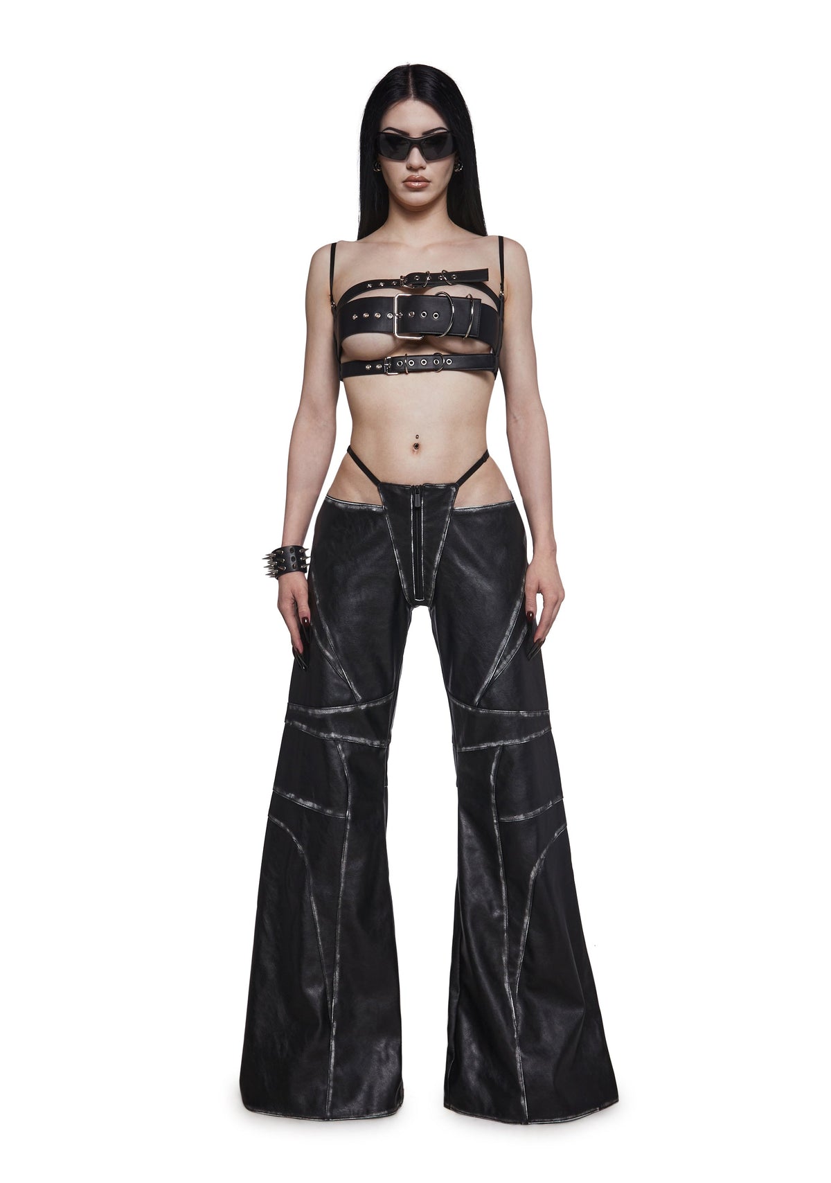 Oversize Thong Pants Black Washed