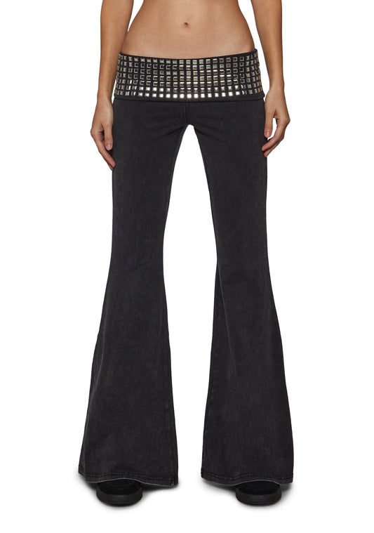 Reloop Studded Fold Over Flare Yoga Pants