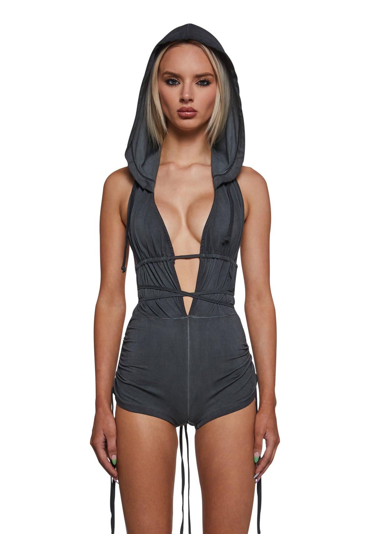 Downbeat Hooded Romper - Black