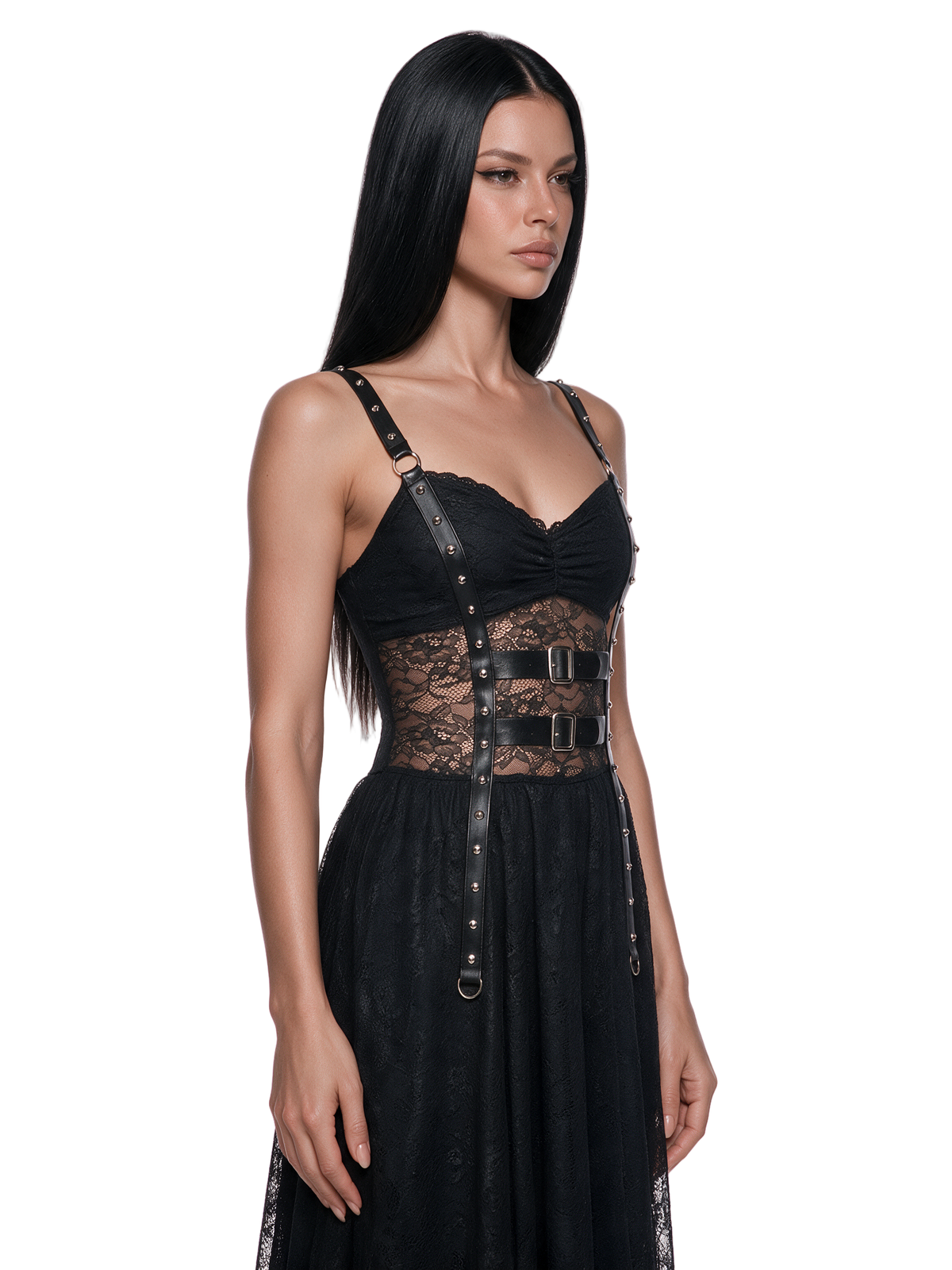 Wreckage Studded Lace Midi Dress