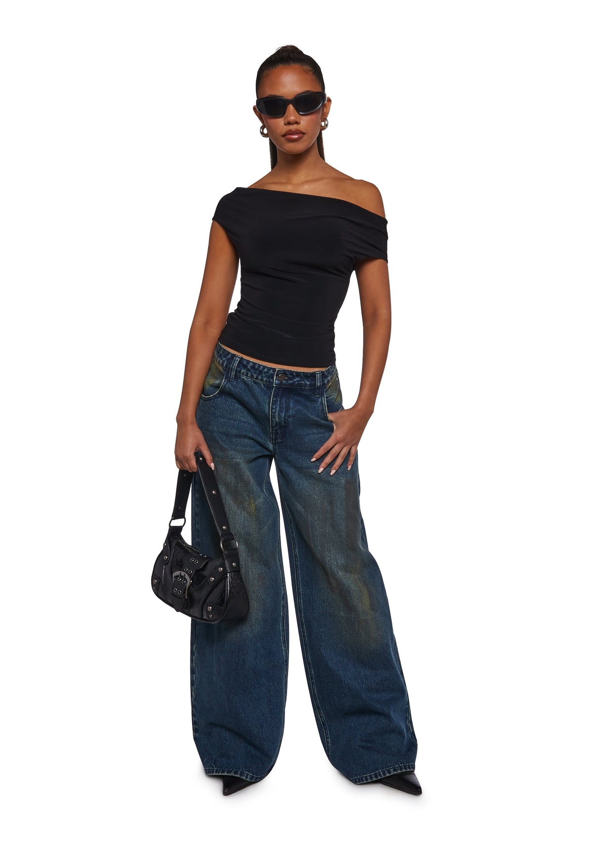 Mega Star Off The Shoulder Top - Black