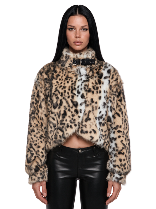 Anita Leopard Faux Fur Belted Coat