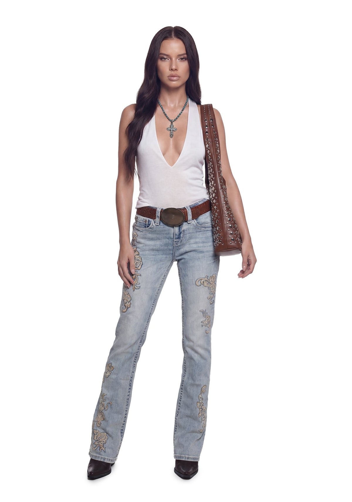 Anora Floral Flare Jeans 32"