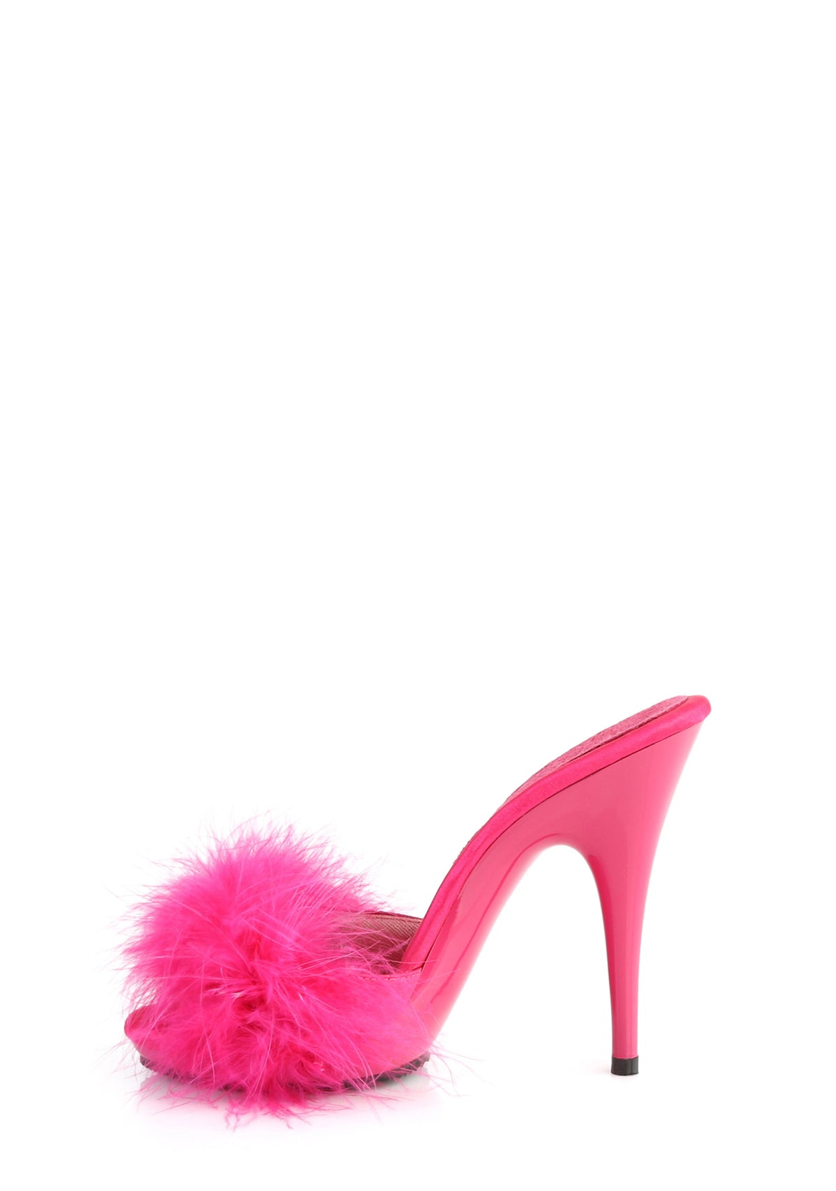 Poise-501Faux Fur Slip on Heels - Hot Pink