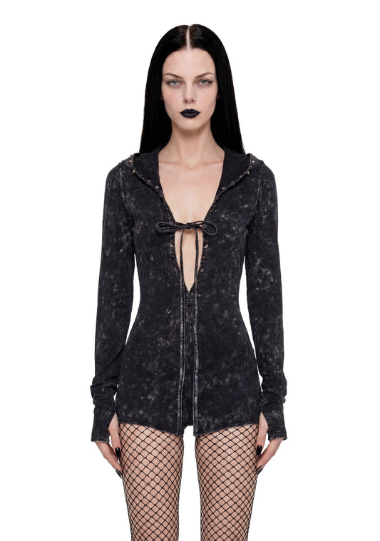 Death Guild Studded Hooded Romper