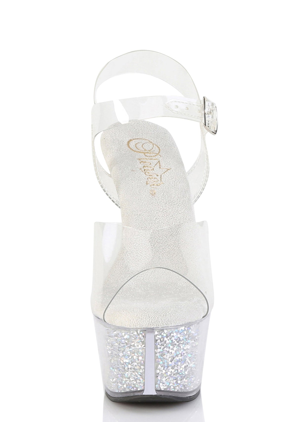 Aspire-608RSI Platform Ankle Strap Sandals-Clear