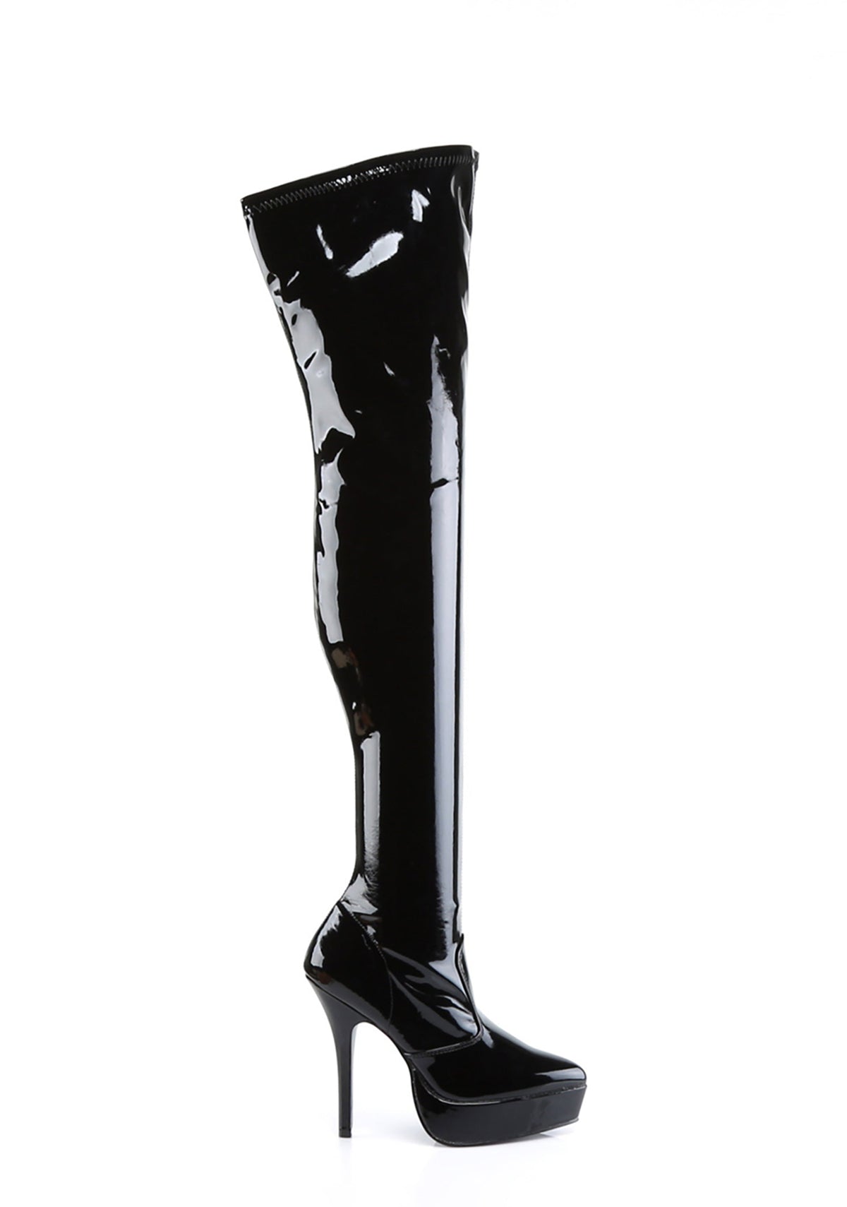 Indulge-3000 Platform Thigh High Boots-Black