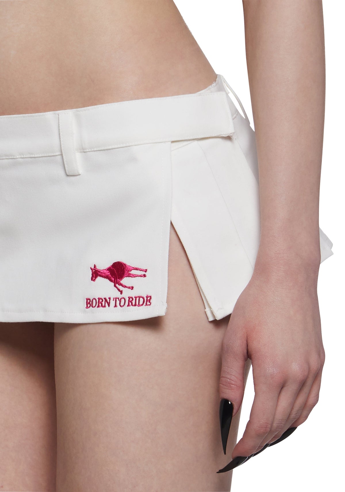 Born To Ride Pleated Ultra Mini Skirt - White