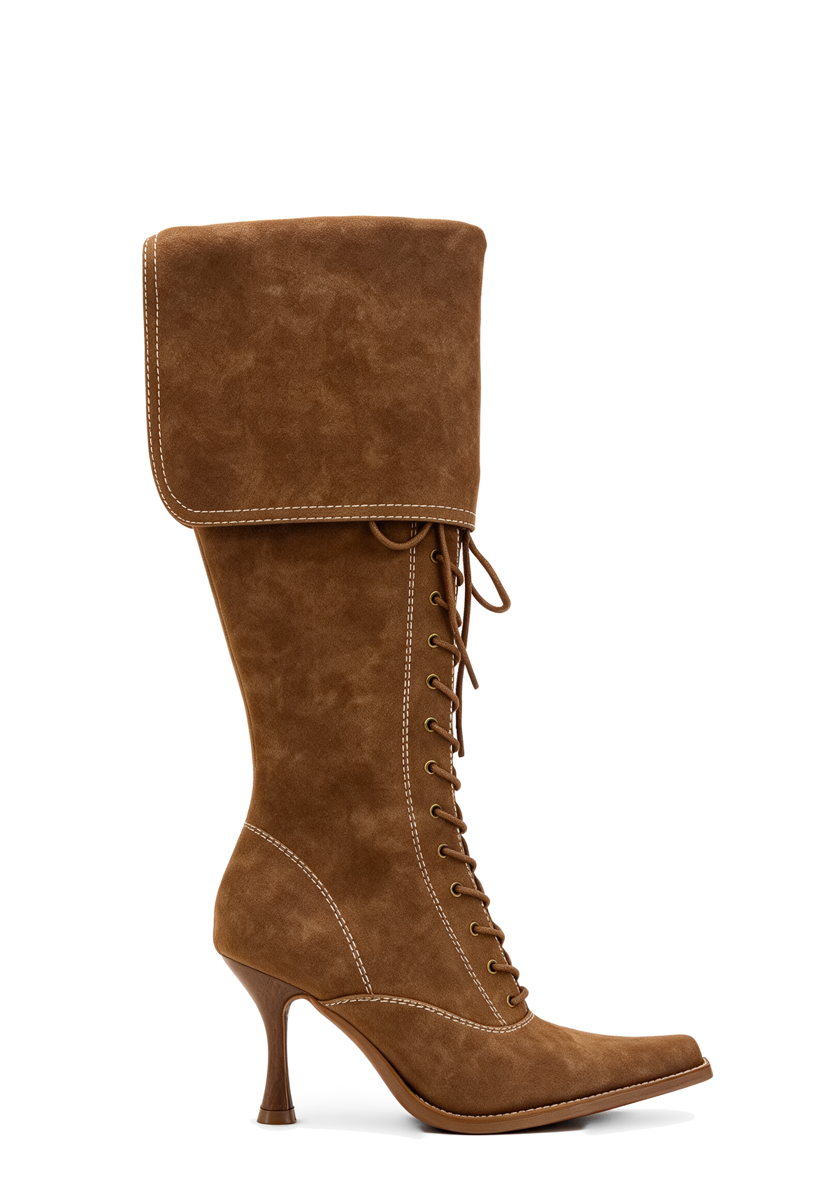 Victorian Cuff Knee High Boot - Brown