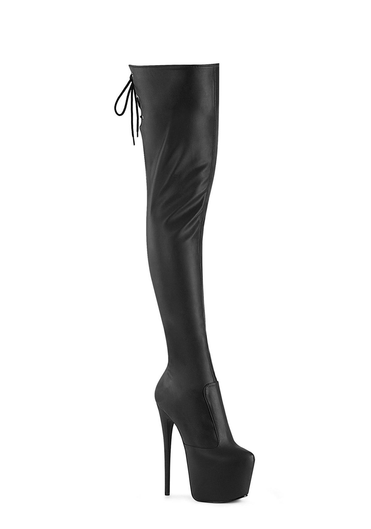Jubilant-3007 Platform Thigh High Boots-Black PU