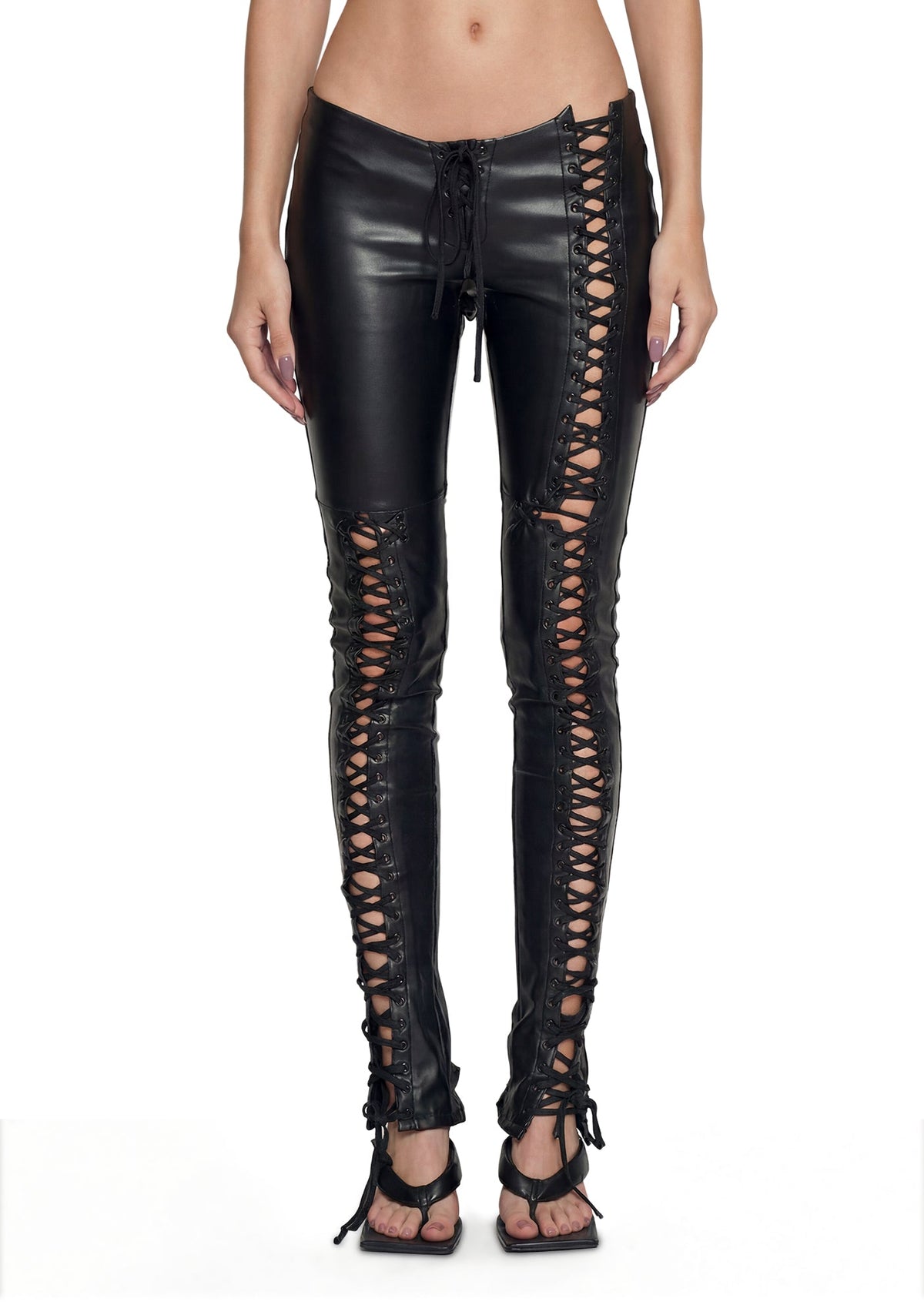 Rockstar Lace Up Pants - Black