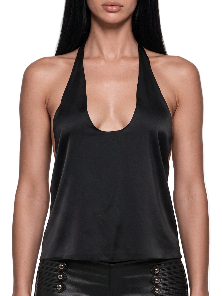 Amani Plunge Satin Tank Top