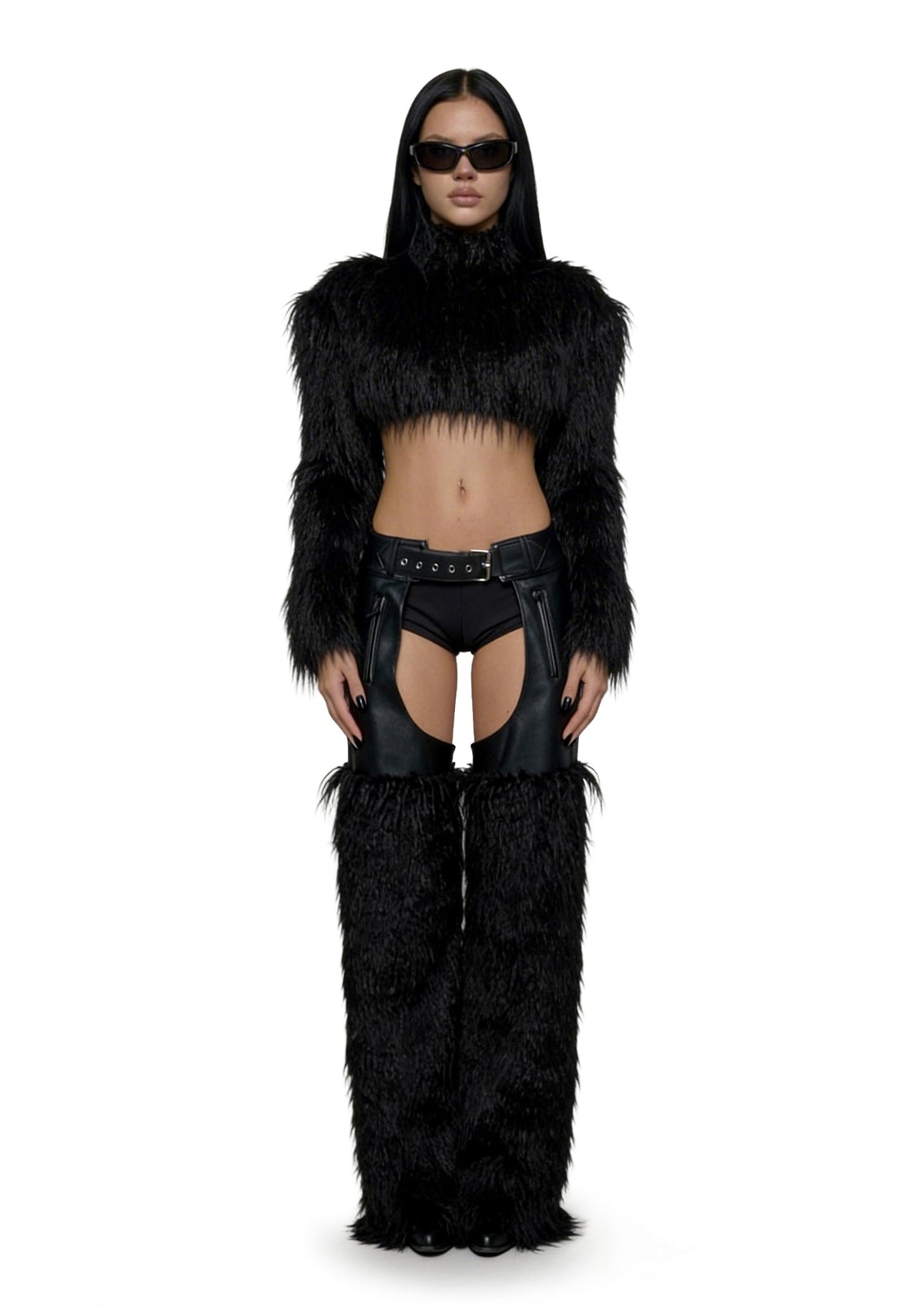 Faux Fur Chaps - Black