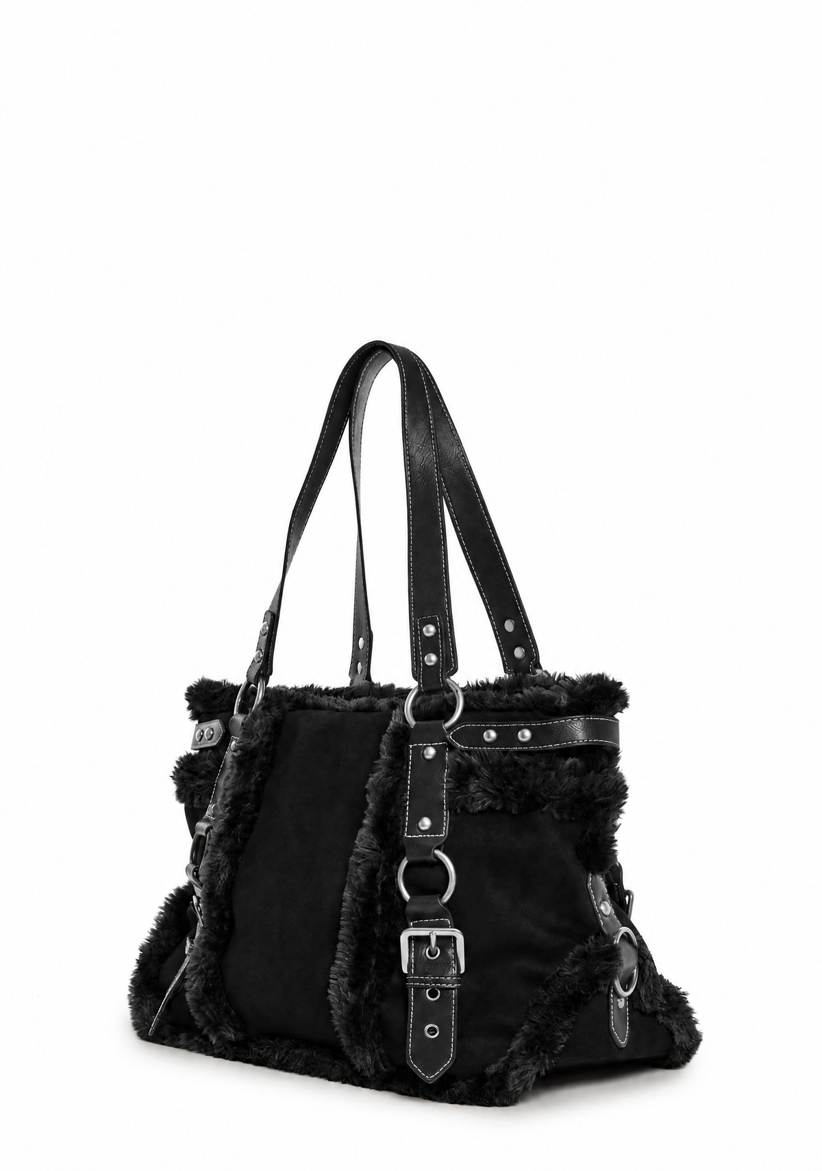 Modern Trends Fur Tote Bag - Black