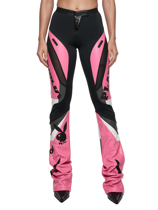 Playboy Moto Mesh Pants - Pink