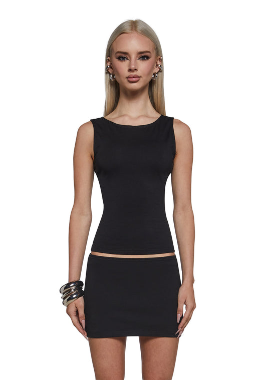 Emma Tank Top & Mini Skirt Set - Black