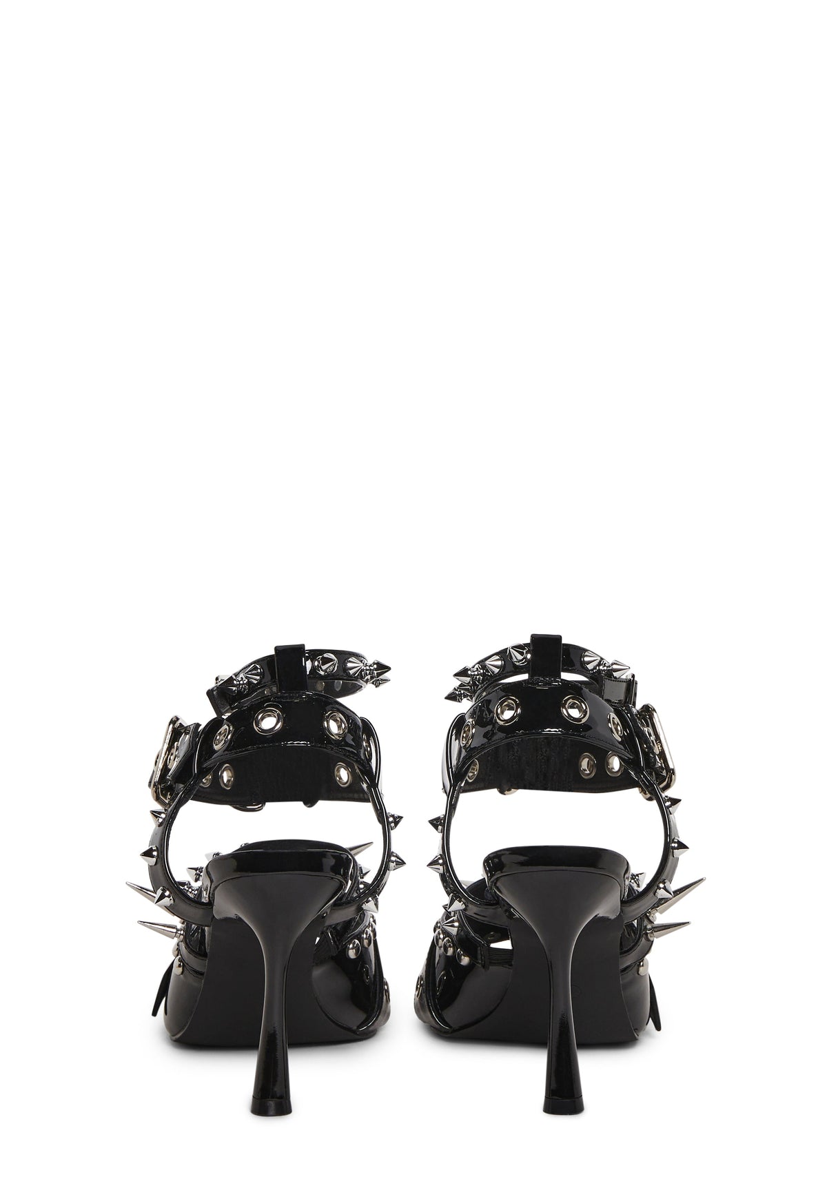 Total Buckle Studded Open Toe Heels