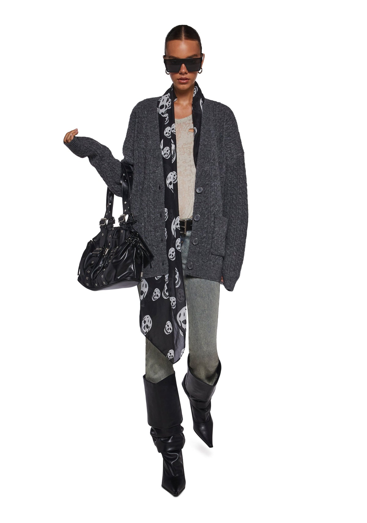 Rooftop Escape Knit Cardigan - Gray