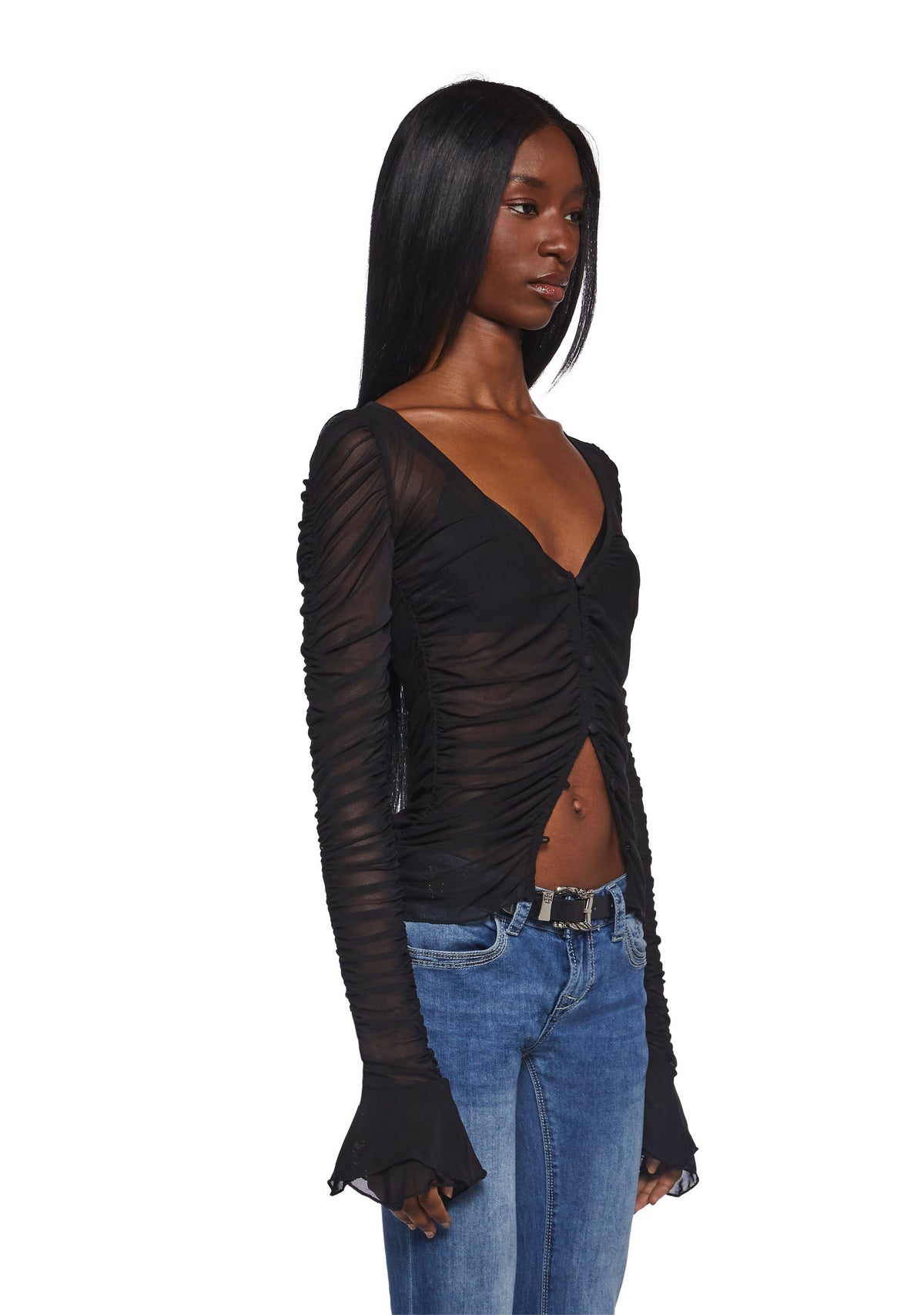 Divine Status Chiffon Blouse - Black