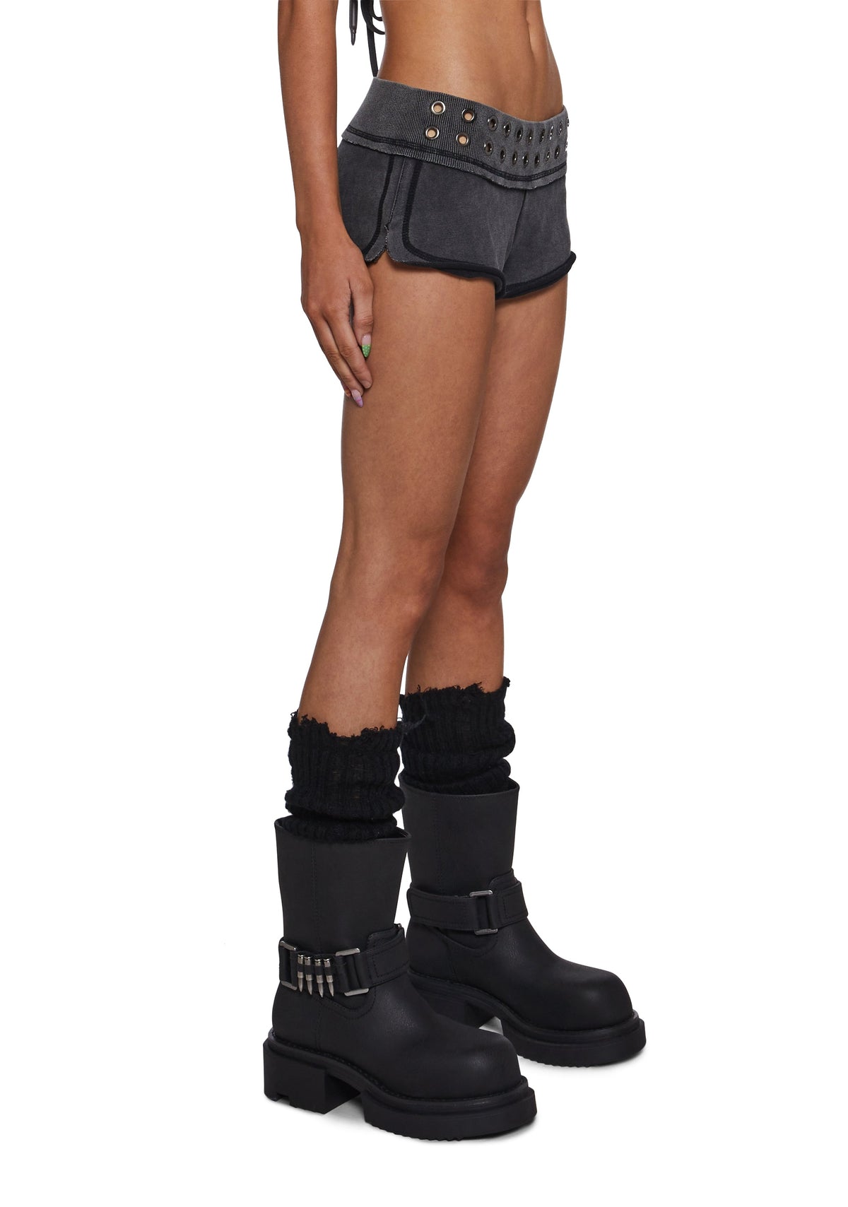Outro Grommet Micro Shorts - Grey