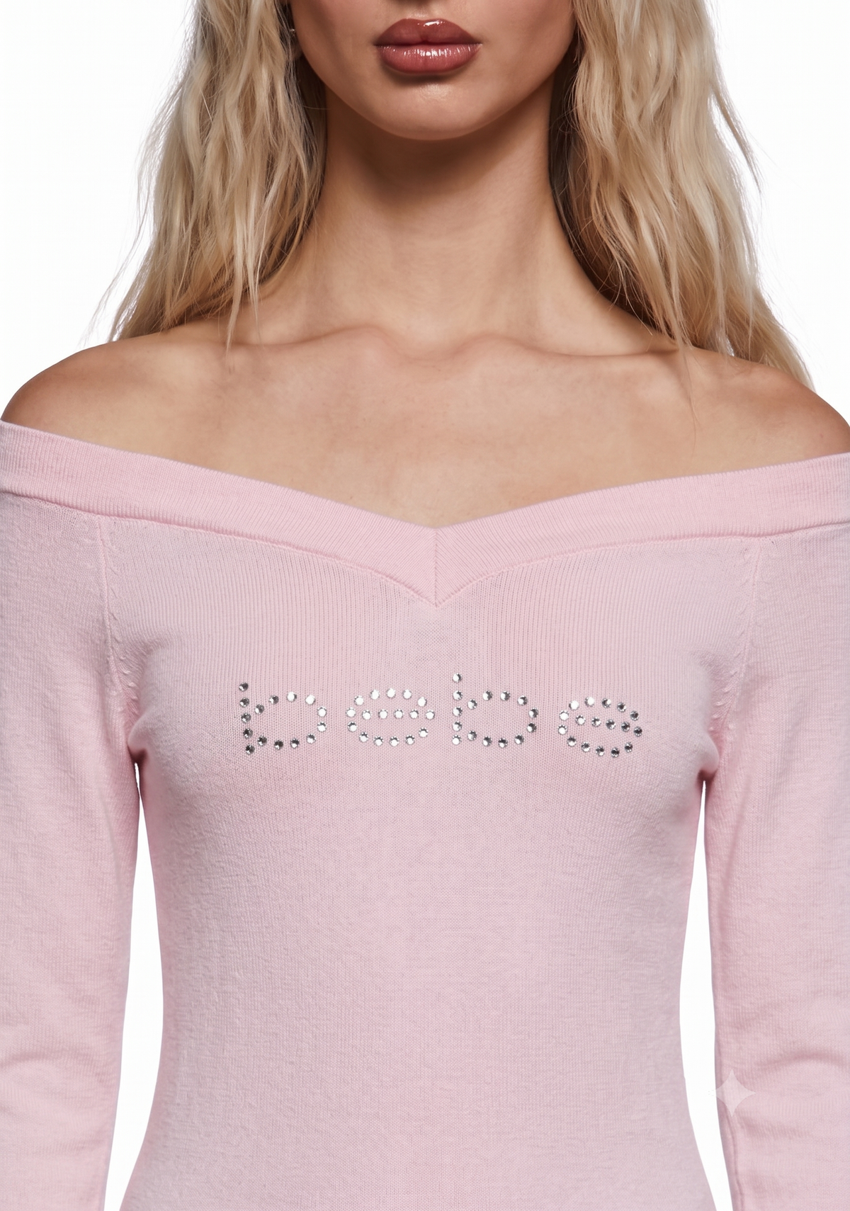 Logo Off The Shoulder Top - Pink