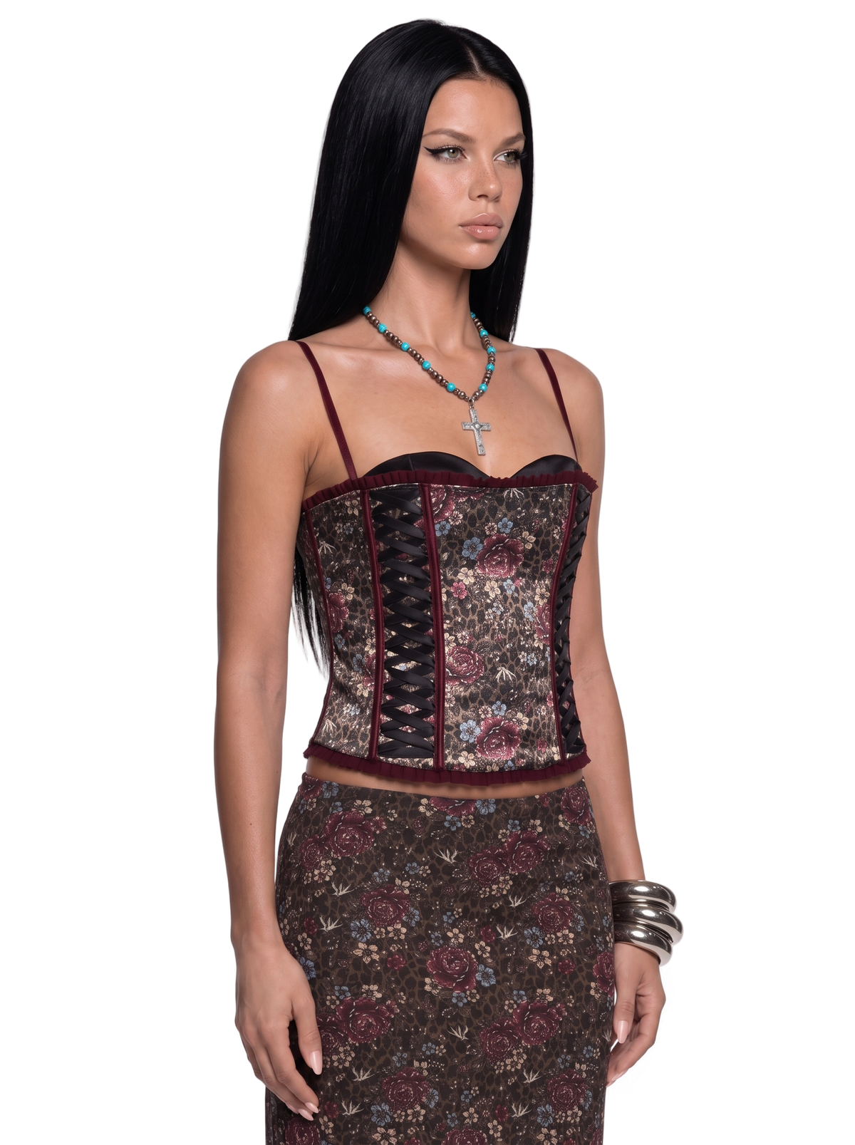 Leopard Garden Peeking Bra Corset Top