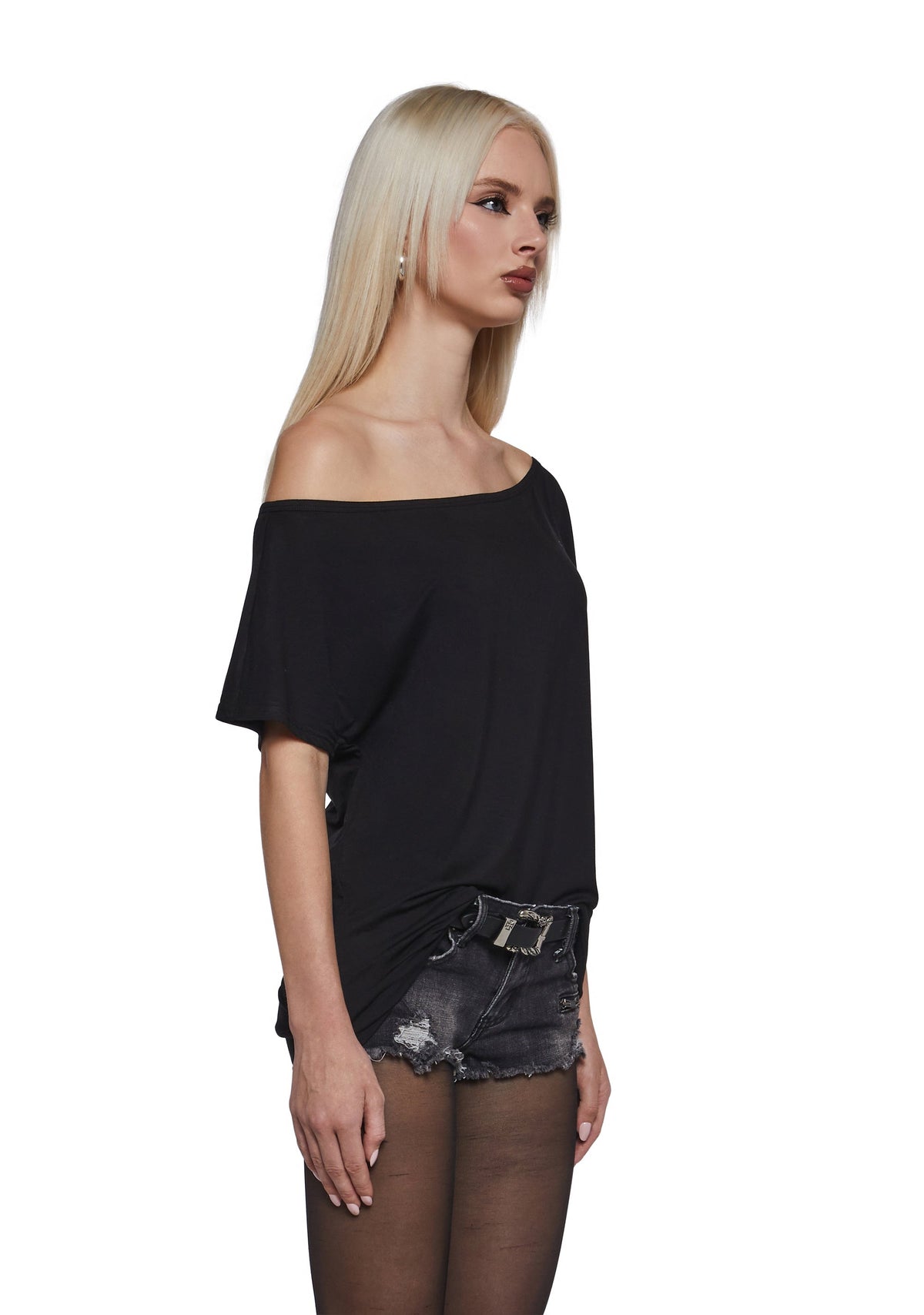 Flirting Over Oversized Tee - Black