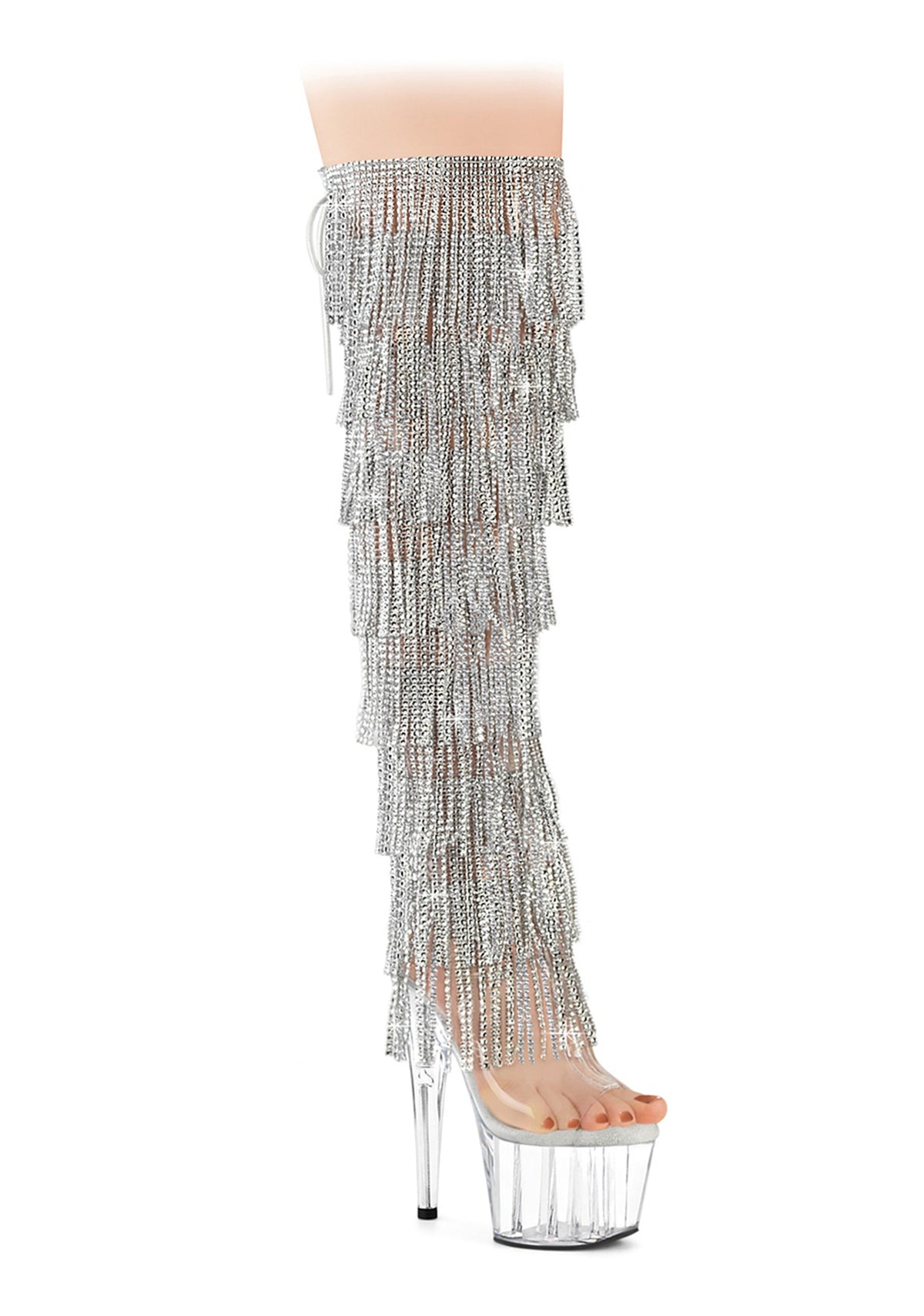 Adore-3019C-RSF Platform Over-The-Knee Boots-Clear