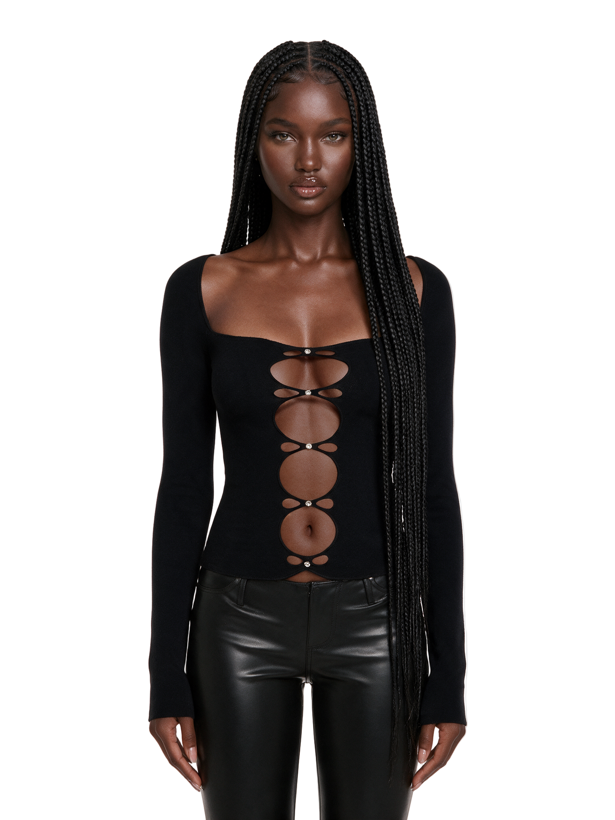 Remix Pierced Cut Out Long Sleeve Top
