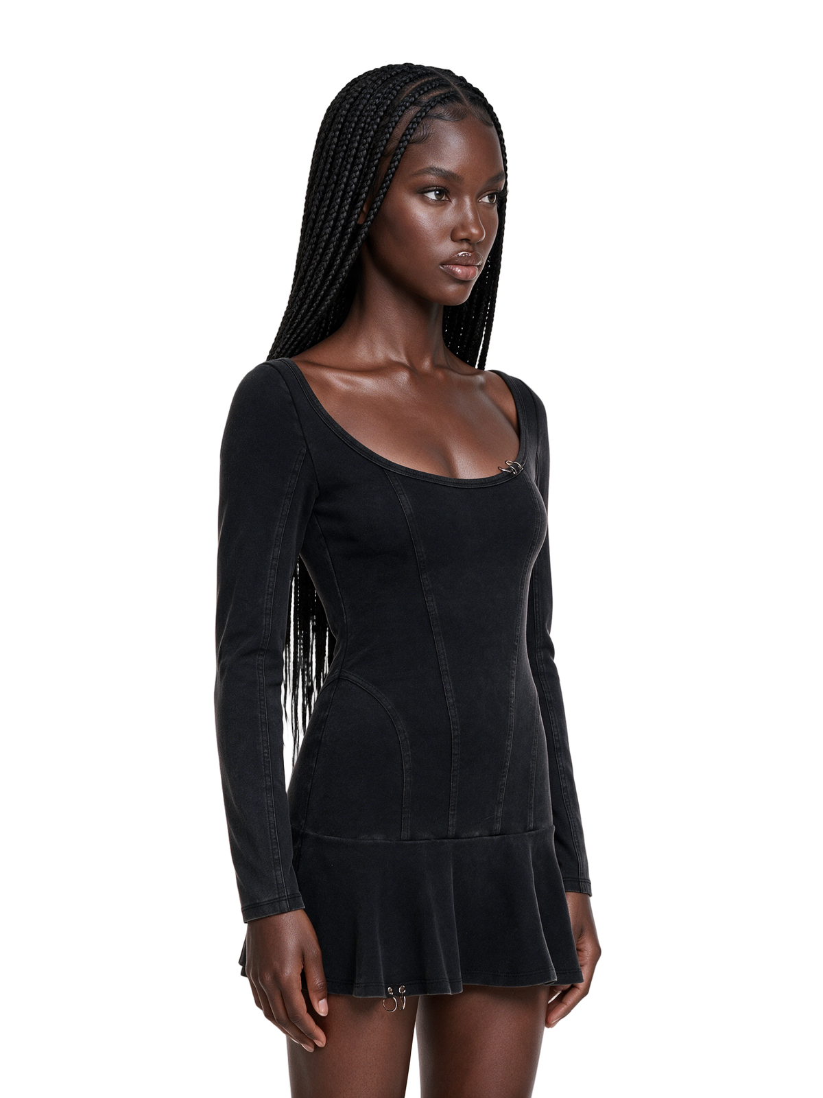 Remix Pierced Skater Long Sleeve Mini Dress