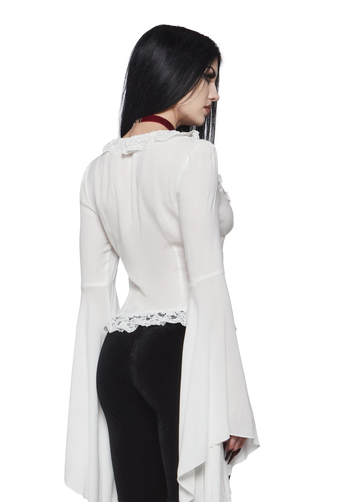 Full Vampire Long Sleeve Blouse - Ivory