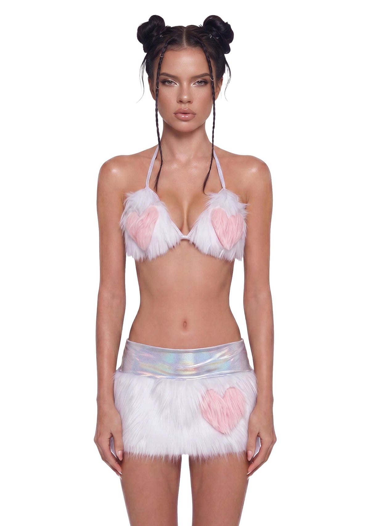Your Favorite Faux Fur Skirt Set - White