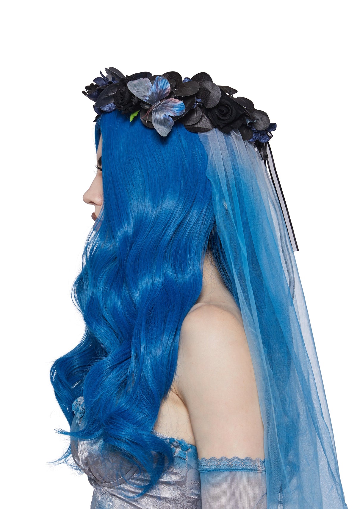 Cartoon Dead Bride Costume and Wig set