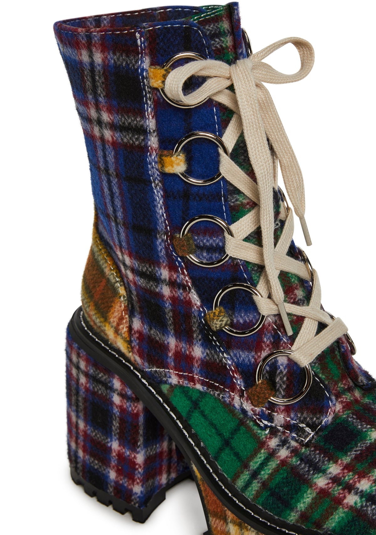 Academy Punk Plaid Platform Boots - Blue