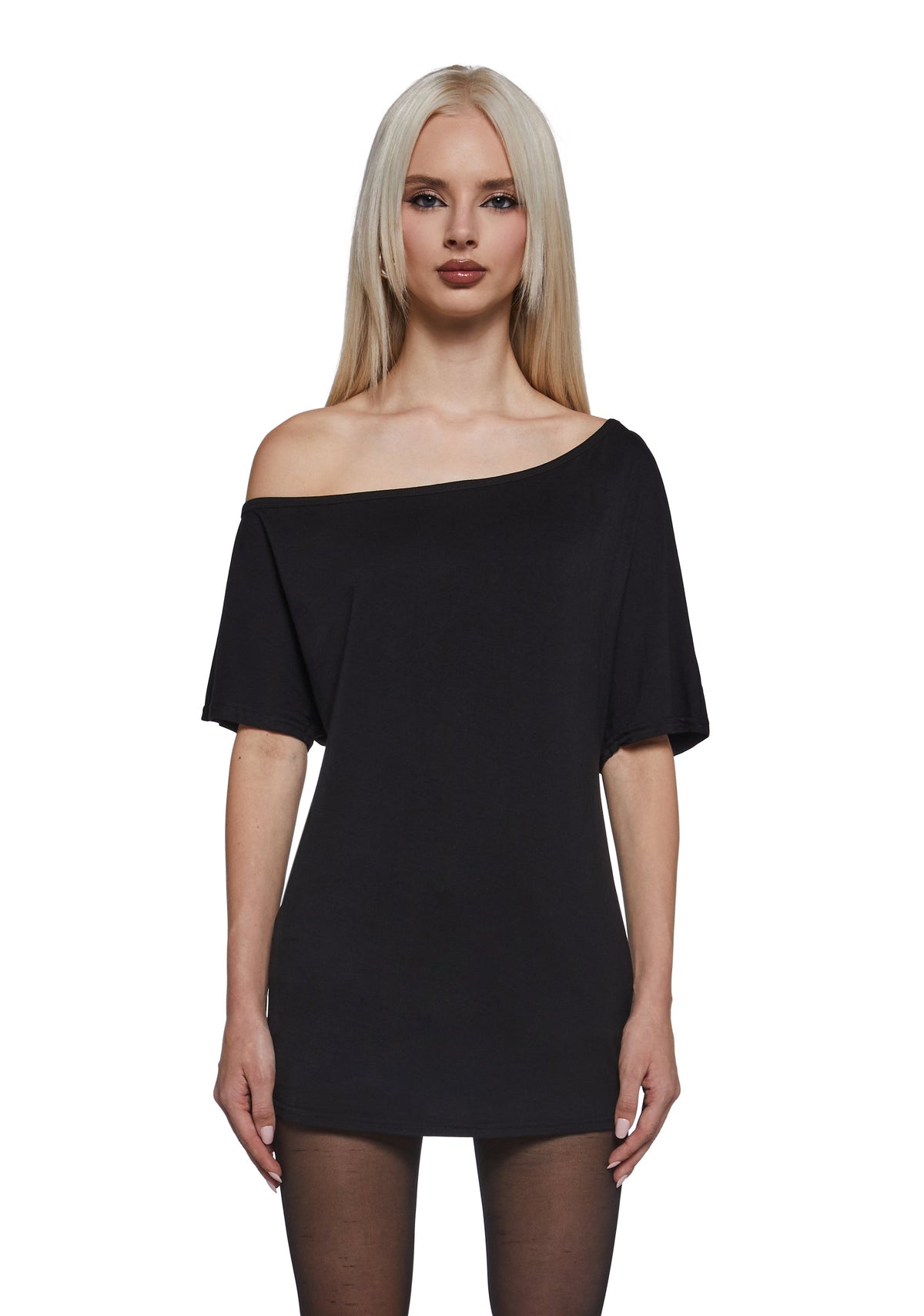 Flirting Over Oversized Tee - Black