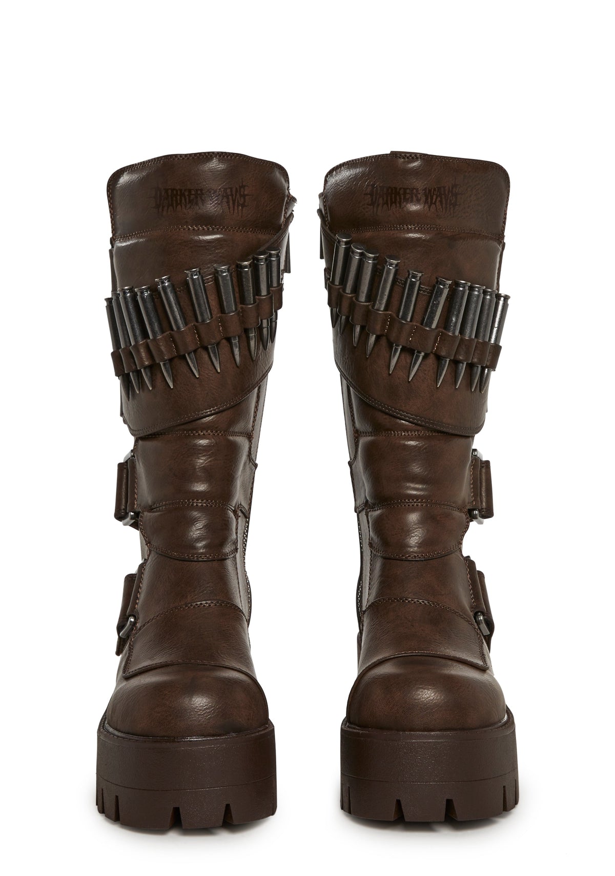 Warp Bullet Combat Platform Boots - Brown