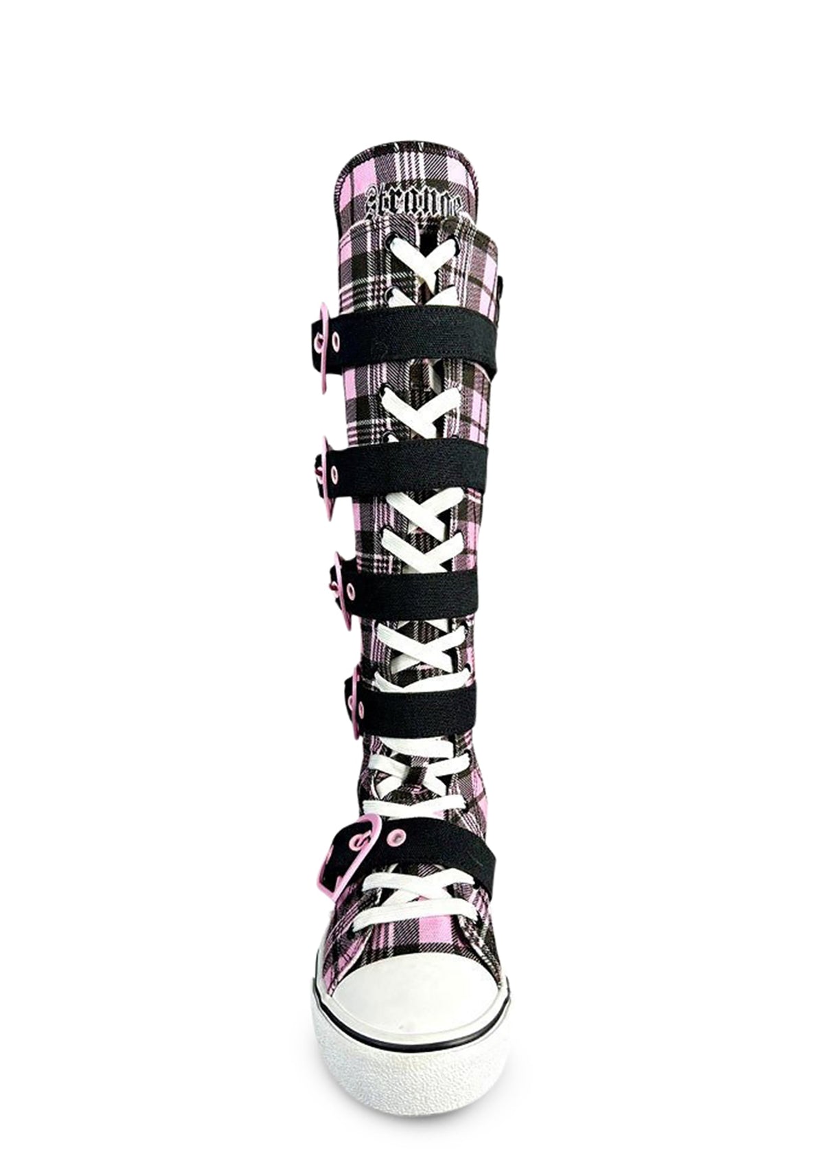 Rawr XD Plaid Knee High Sneakers - Pink