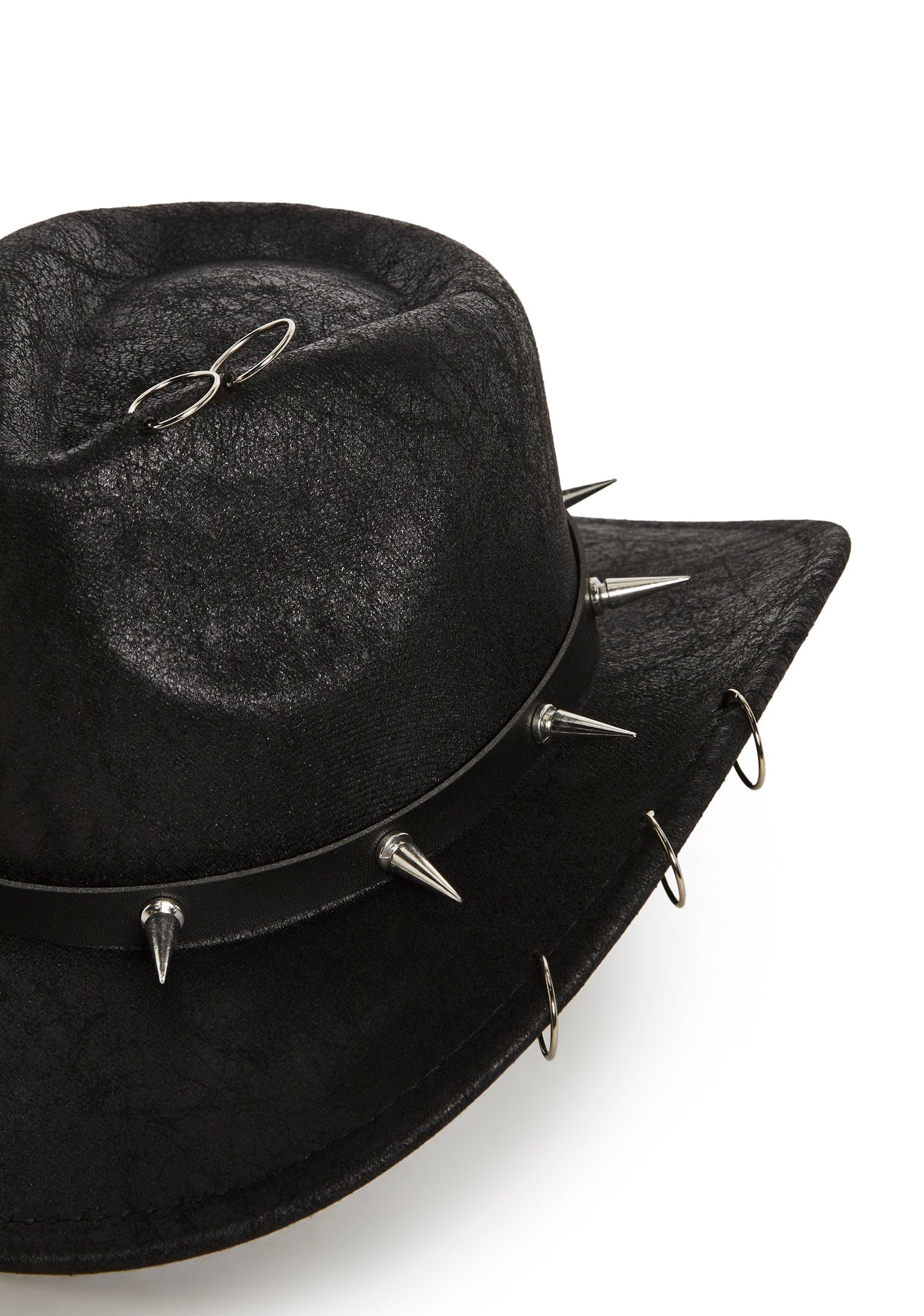 Pierced Grungy Cowboy Hat - Black