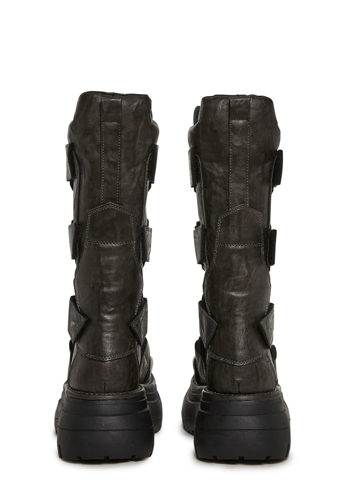 Motorcrossed Platform Boots - Gray