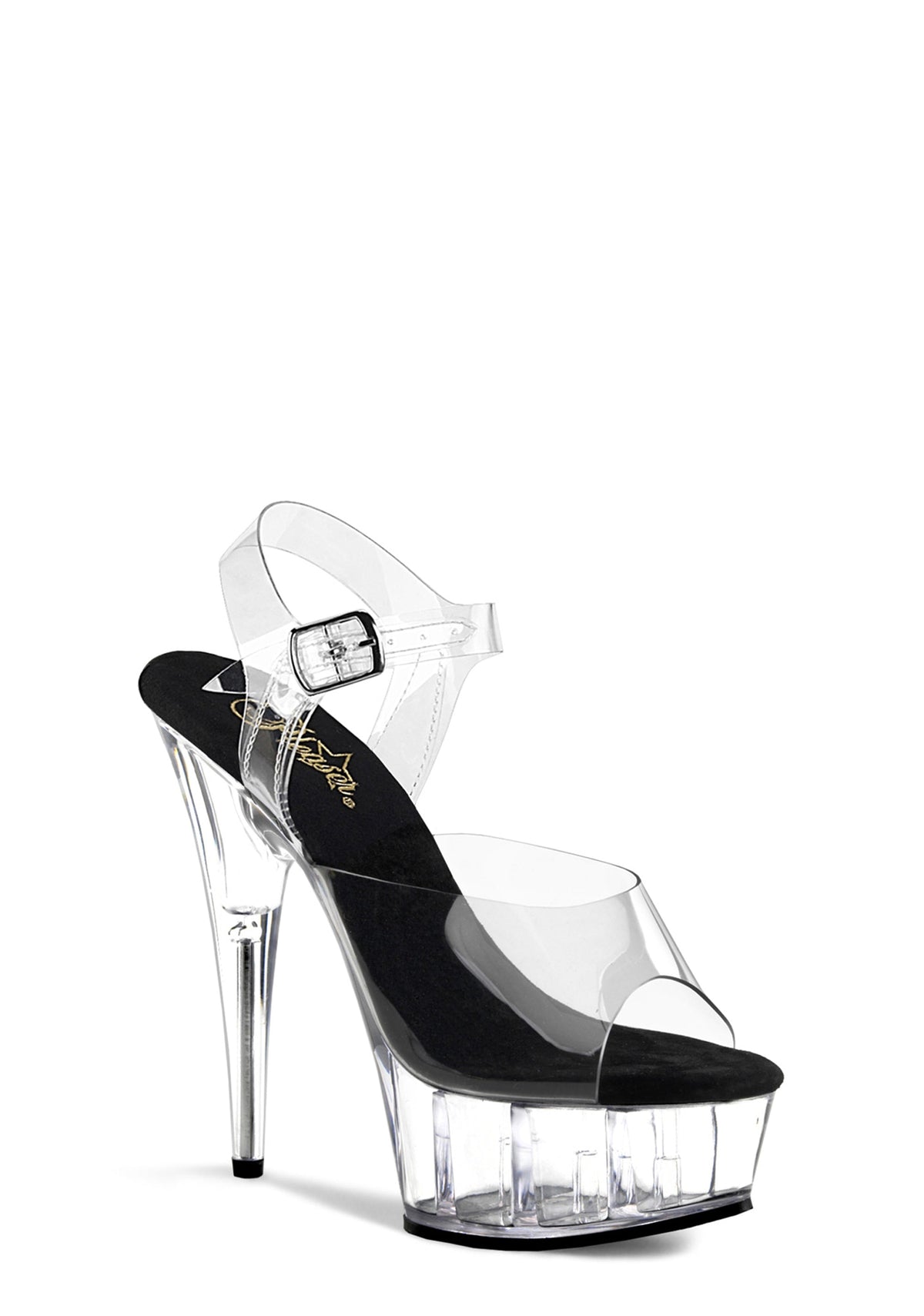 Delight-608 Platform Ankle Strap Sandals-Clear