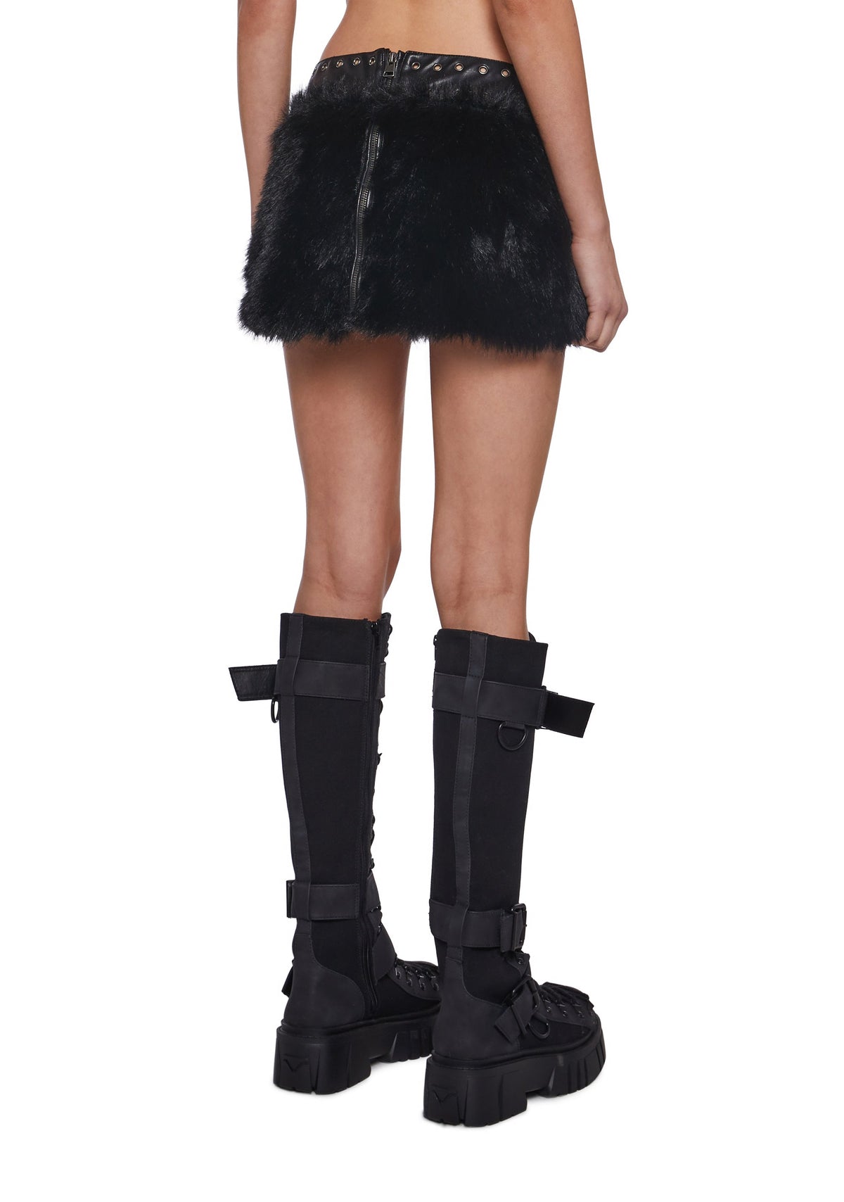 Rave Away Faux Fur Mini Skirt