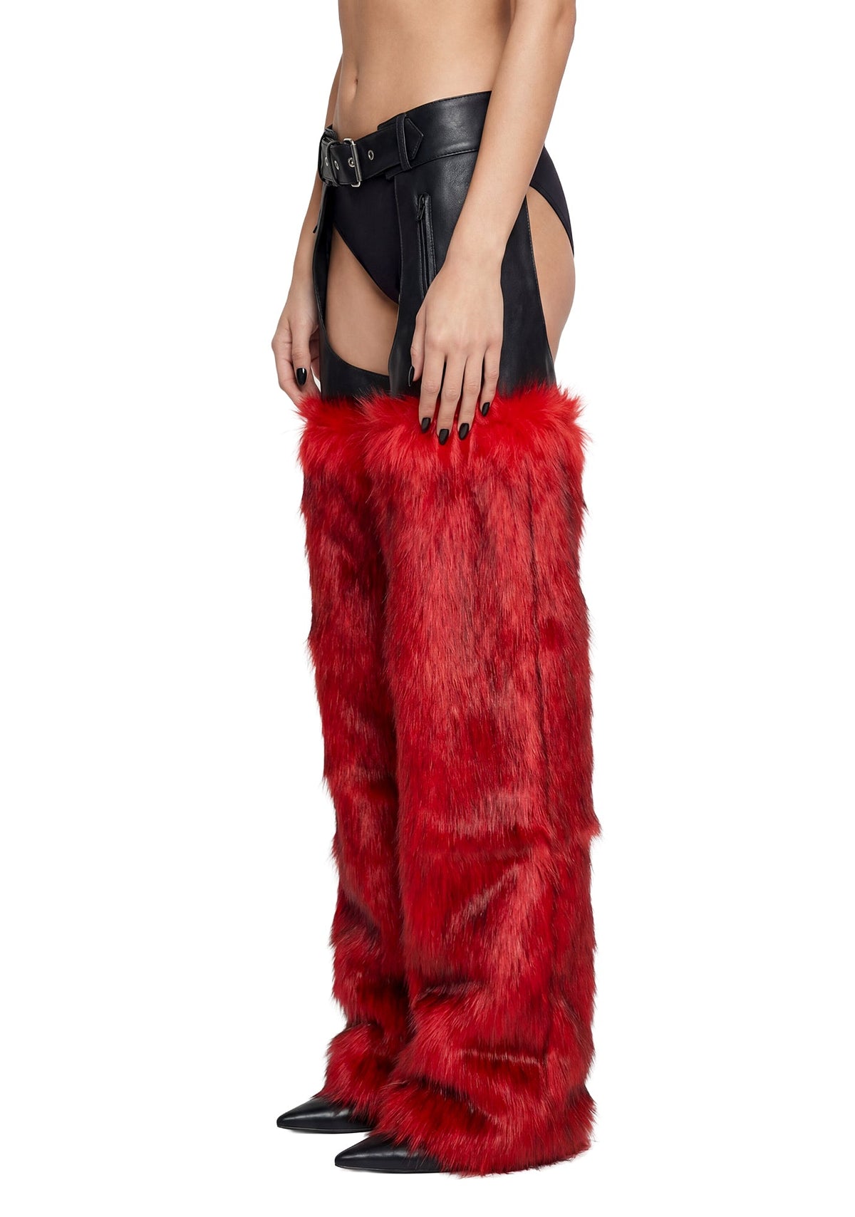 Faux Fur Chaps - Red