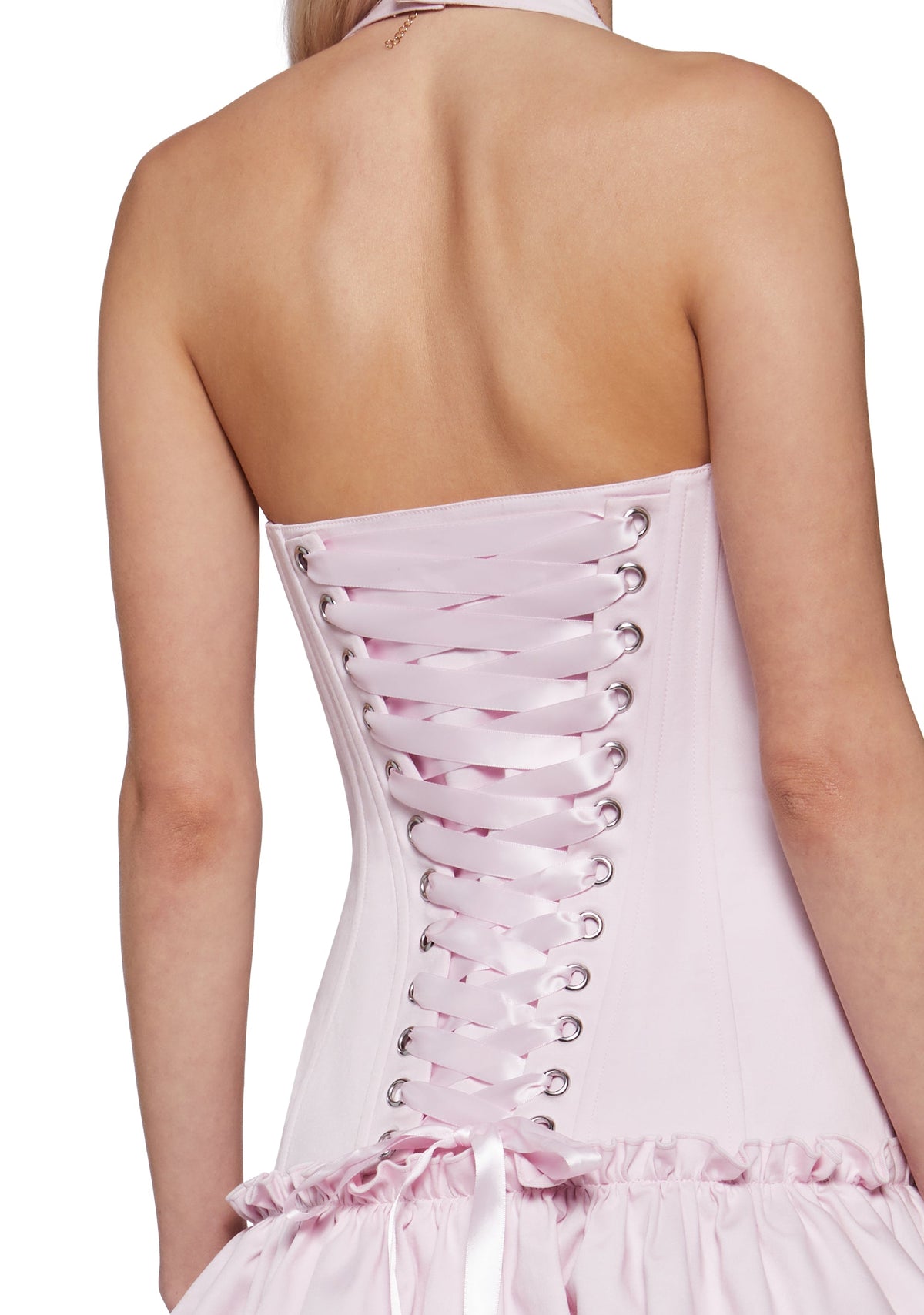 Giselle Lace Up Halter Mini Dress
