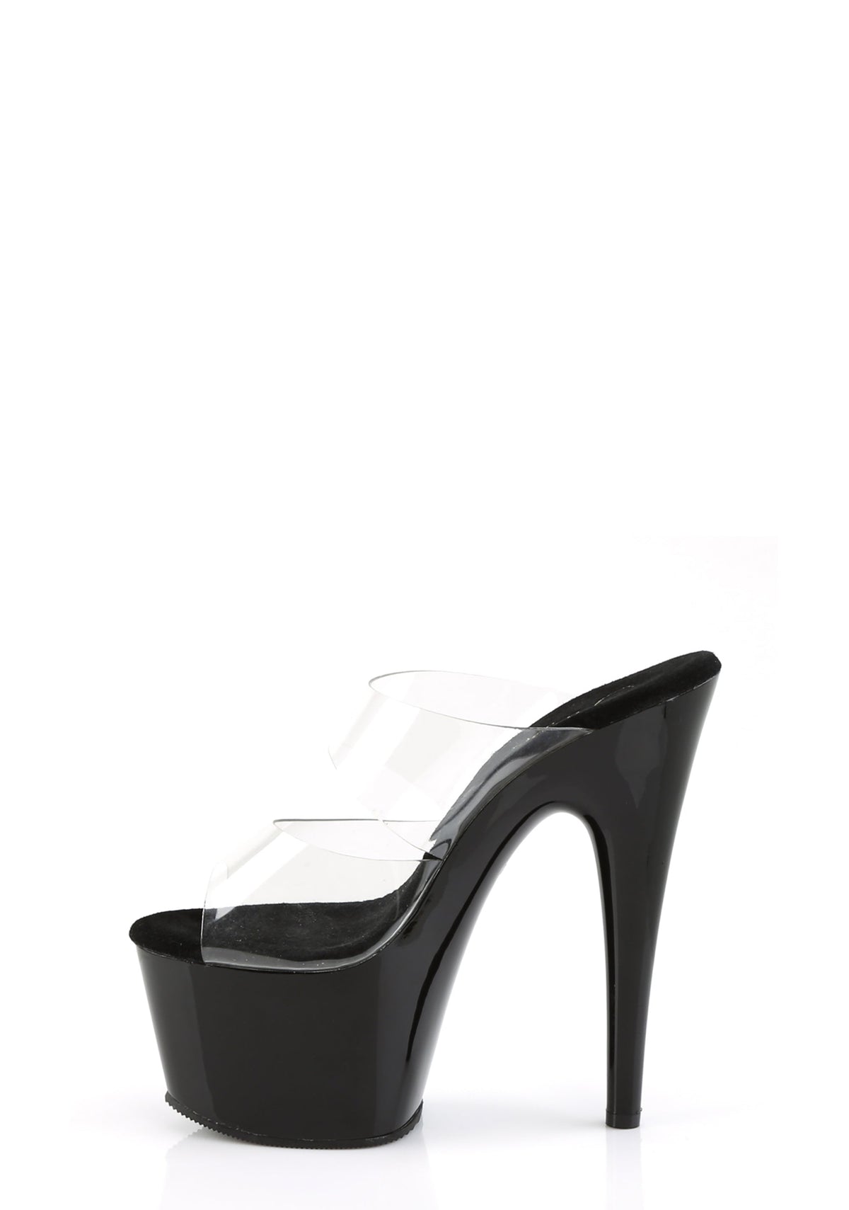 Adore-702 Platform Two-Band Straps Slides-Clear-Black