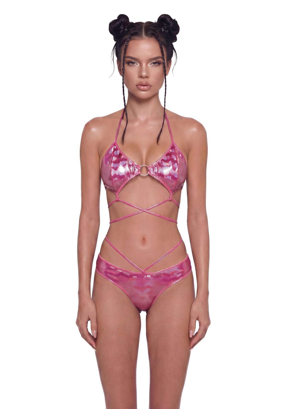 Metallic Strappy Festival Set - Pink