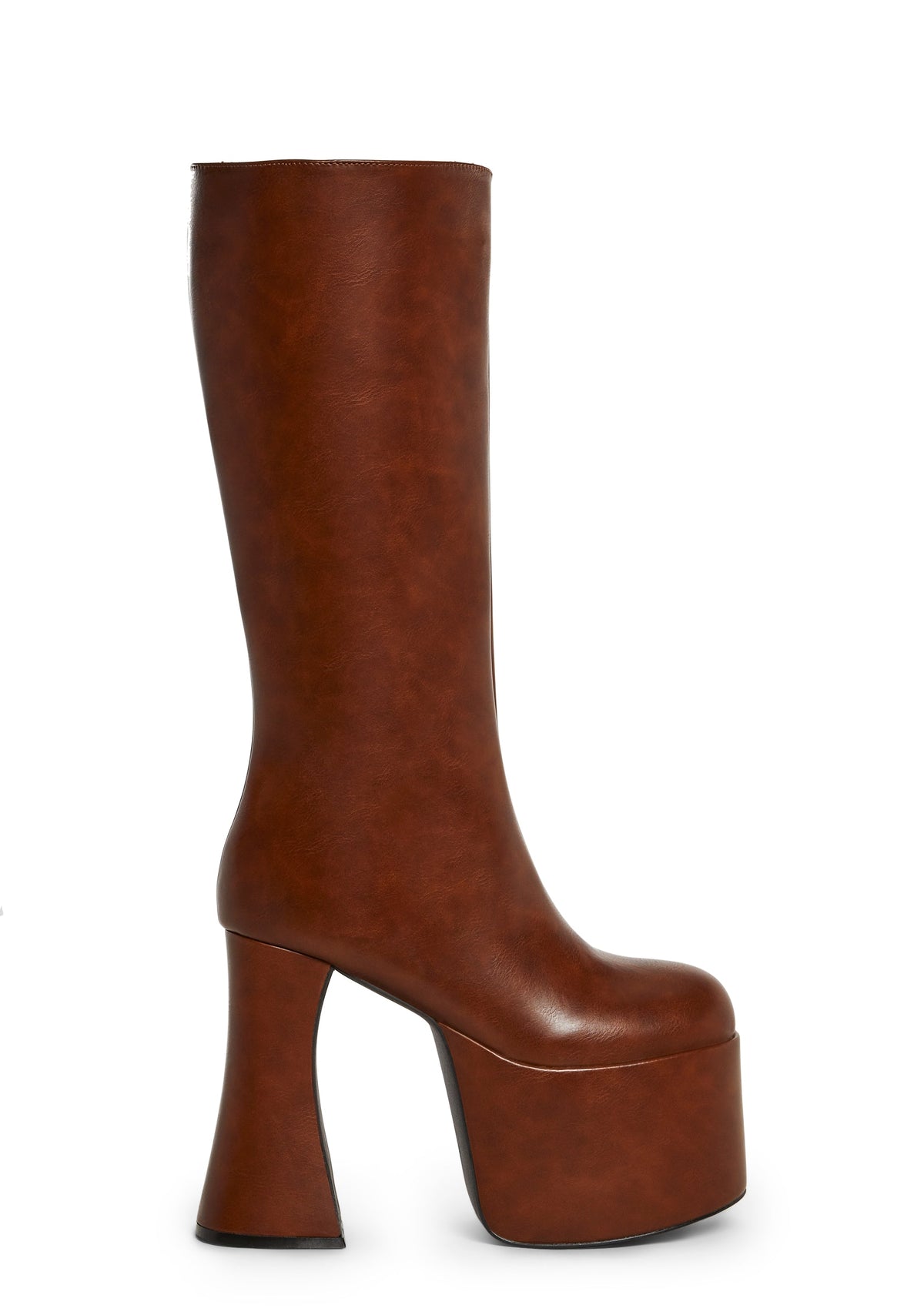 Retro Party Platform Boots - Brown