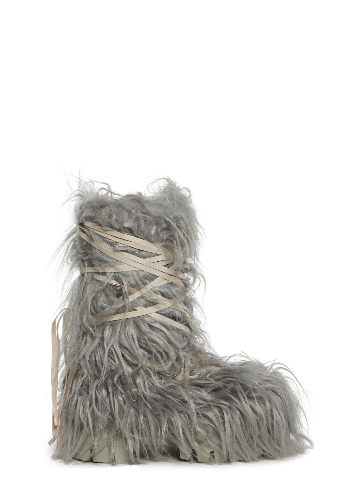 Warp Faux Fur Boots - Gray